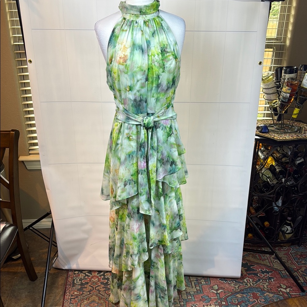 Alex Marie Green Multi-Tiered Maxi Dress